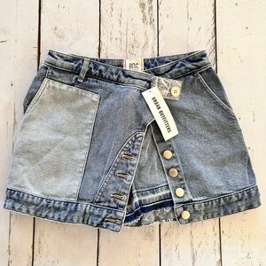 Sz XS Urban Outfitters Two-Tone Denim Mini Skirt / Shorts - Light Blue BDG